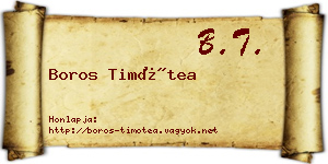 Boros Timótea névjegykártya
